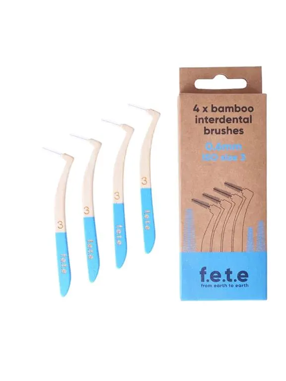 f.e.t.e. Interdental Brushes (4 Pcs) Iso Size 3, Blue, 0.6mm Twisted Wire Diameter