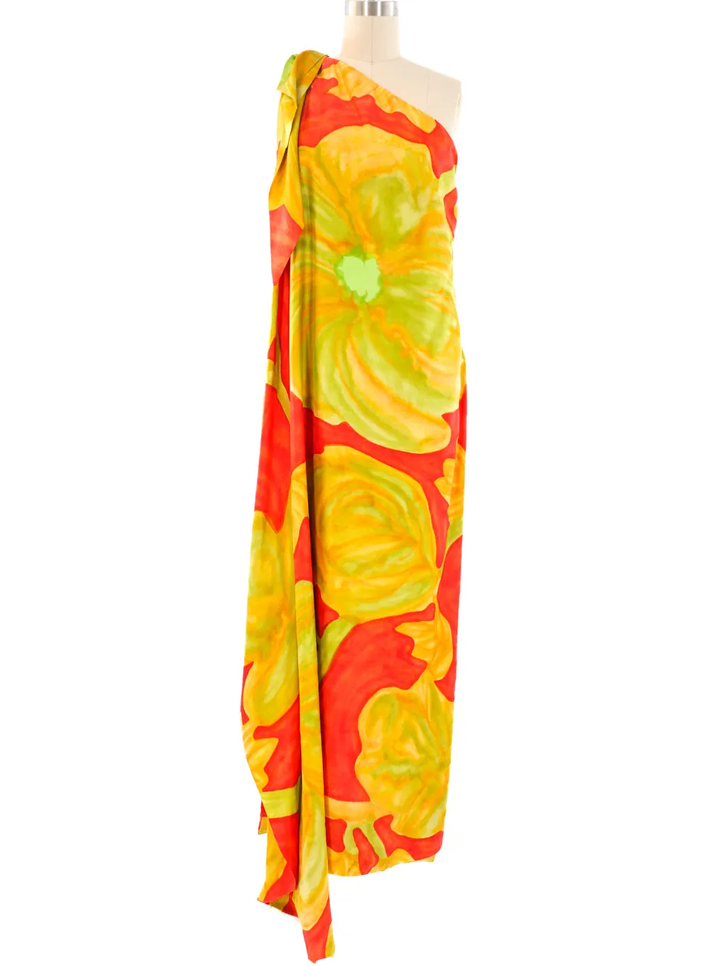 Floral Printed One Shoulder Dress