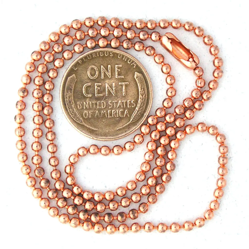 Solid Copper Chain NC24 Fine 2.4 Copper Bead Chain 18 20 24 36 Inch Chain