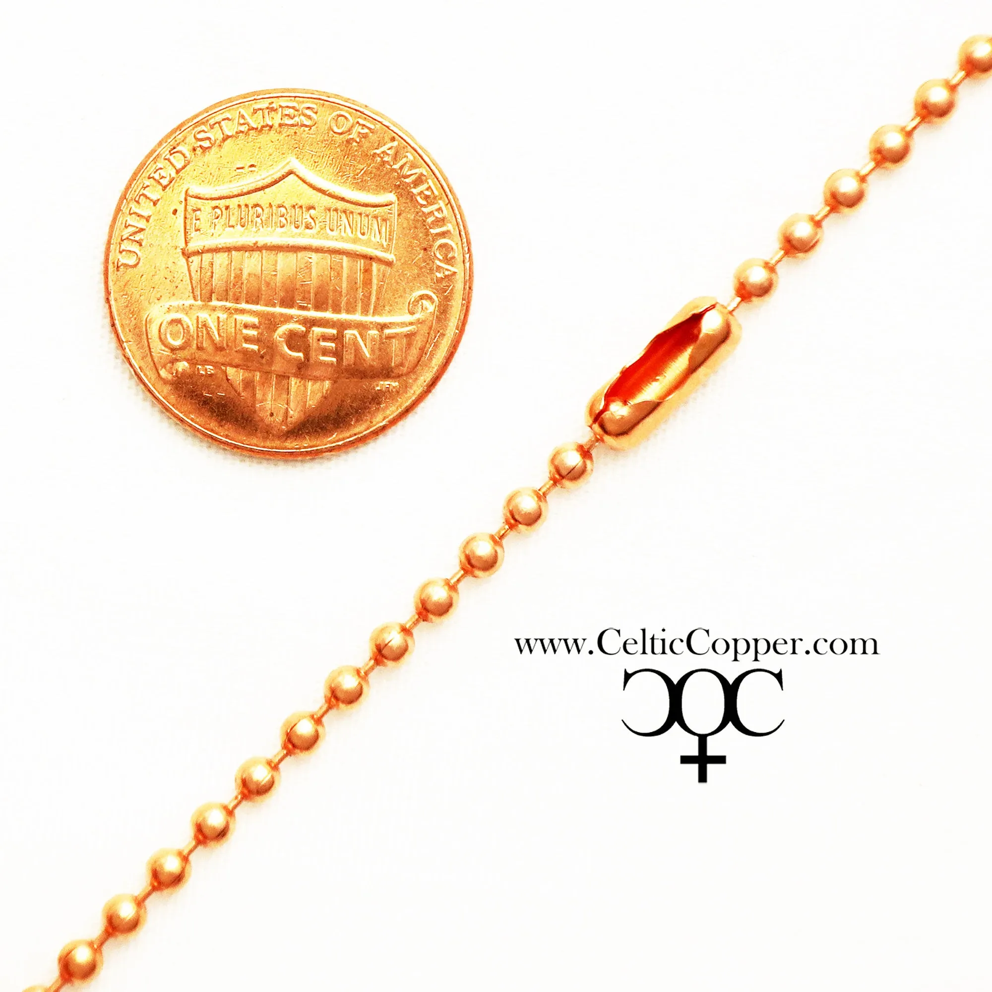 Solid Copper Chain NC24 Fine 2.4 Copper Bead Chain 18 20 24 36 Inch Chain