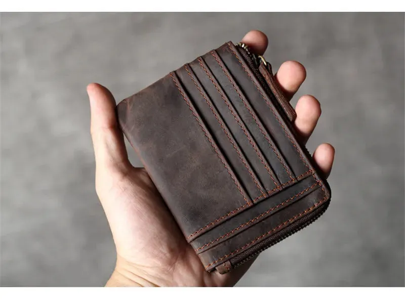 Vintage Cowhide Leather Multi-card Wallet Men Women