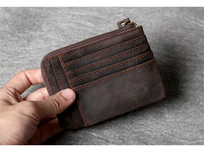 Vintage Cowhide Leather Multi-card Wallet Men Women