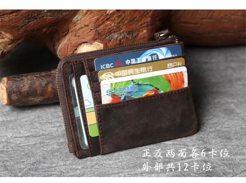 Vintage Cowhide Leather Multi-card Wallet Men Women