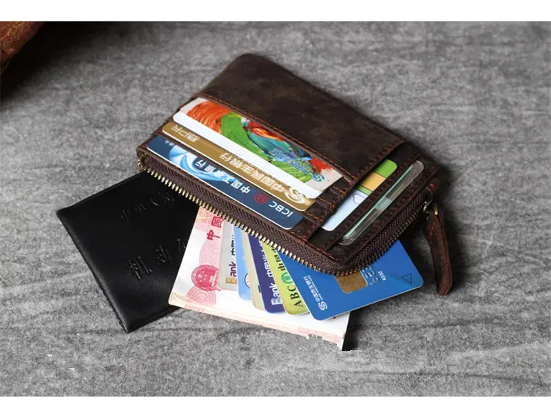 Vintage Cowhide Leather Multi-card Wallet Men Women