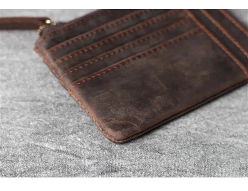 Vintage Cowhide Leather Multi-card Wallet Men Women