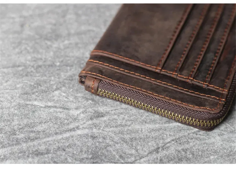 Vintage Cowhide Leather Multi-card Wallet Men Women