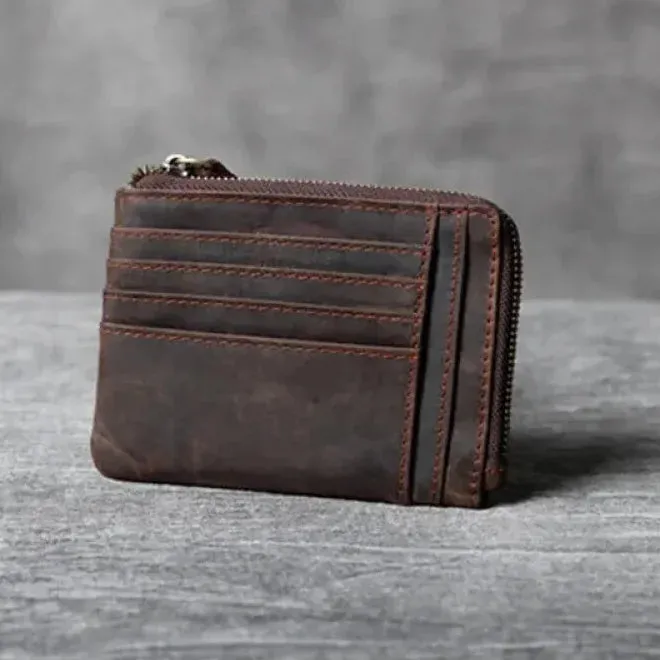 Vintage Cowhide Leather Multi-card Wallet Men Women