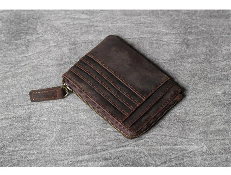 Vintage Cowhide Leather Multi-card Wallet Men Women