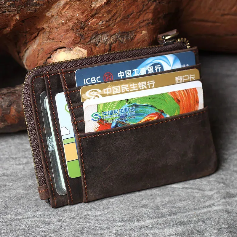 Vintage Cowhide Leather Multi-card Wallet Men Women