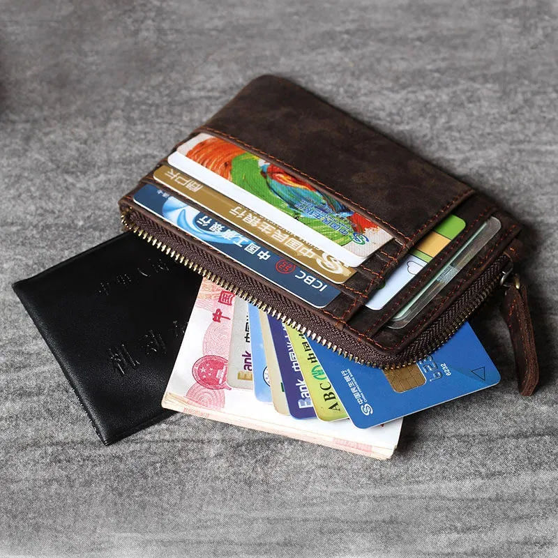 Vintage Cowhide Leather Multi-card Wallet Men Women