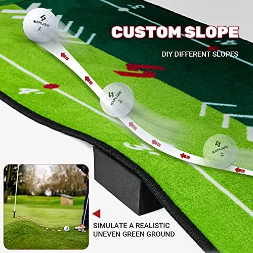 Golf Putting Practice Mat with Alignment Mirror