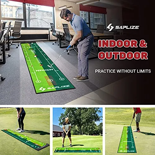 Golf Putting Practice Mat with Alignment Mirror