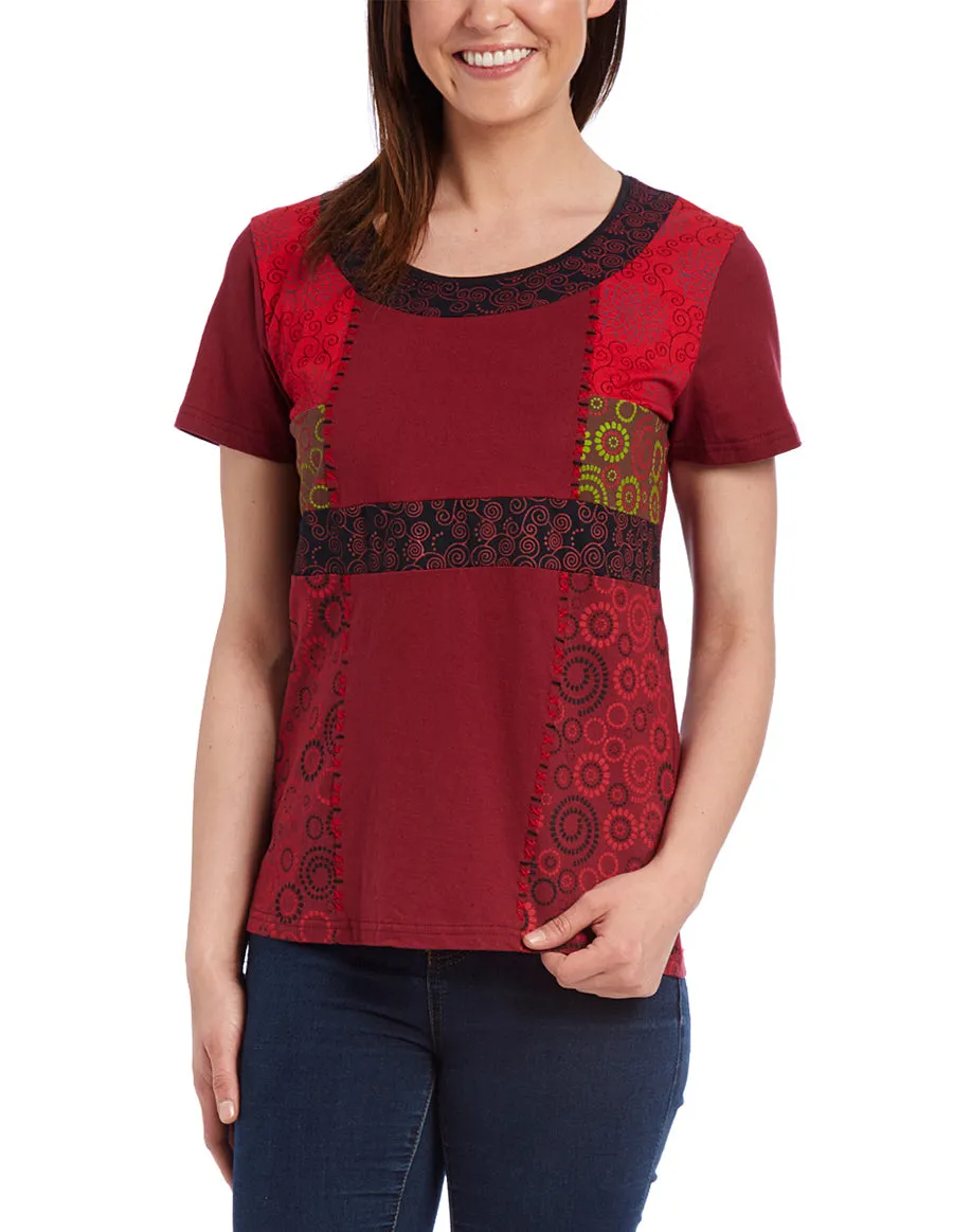 Cotton Half Sleeve Top with Pattern Blocks