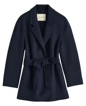 Handstitched Belted Blazer                             Evening Blue
