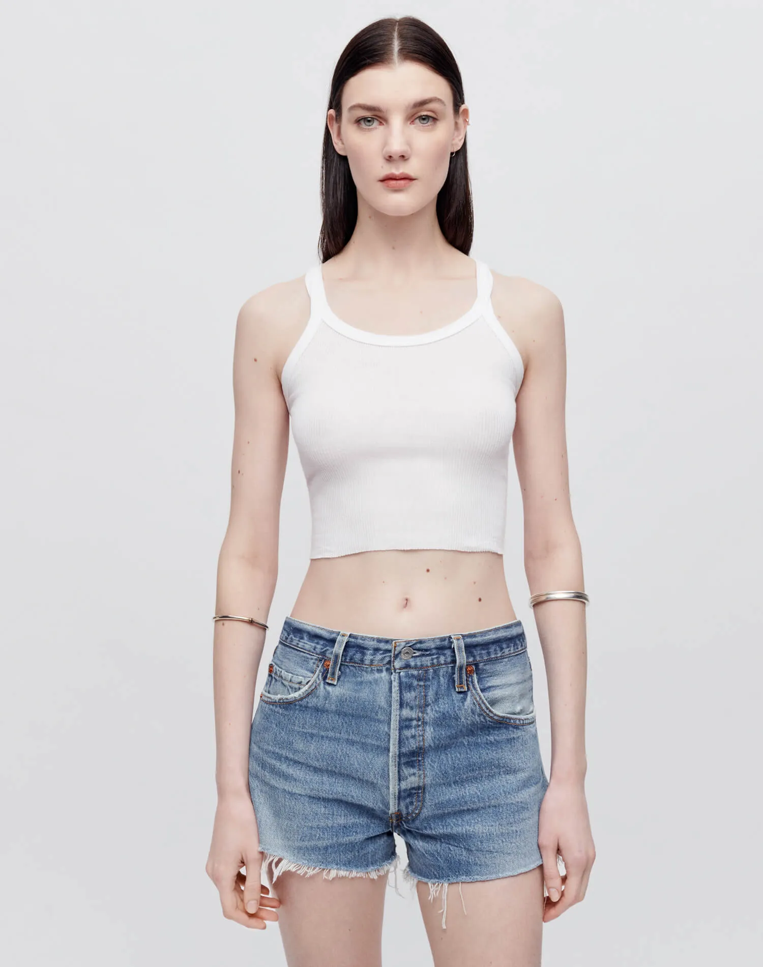 Hanes Crop Ribbed Tank - Optic White