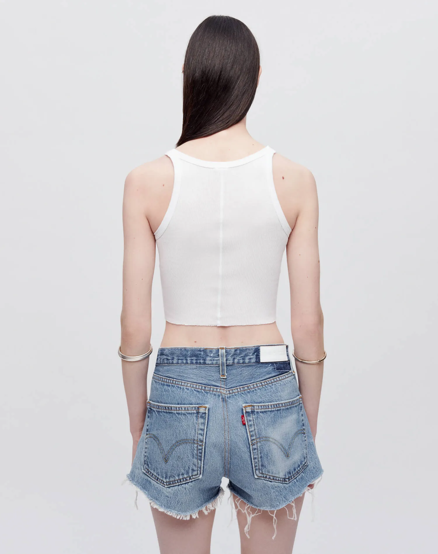 Hanes Crop Ribbed Tank - Optic White