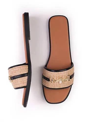 Where’s That From Harmony Black & Straw Strap Sandals Look Again