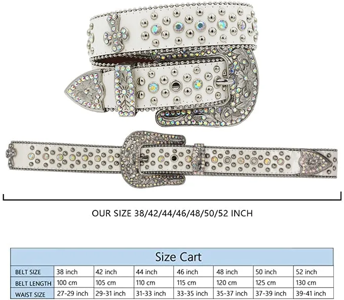 Western Black Crystal Diamond Buckle Belt