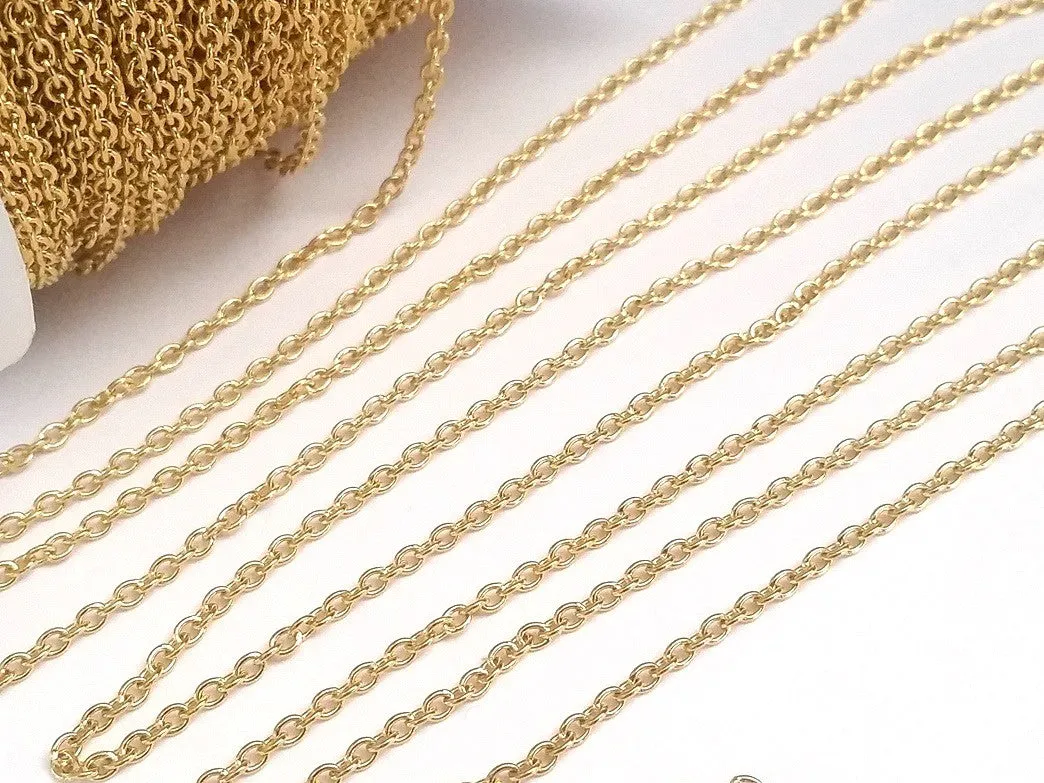 Premium Gold Stainless Chain, 2mm Thick, Spool of 50 Meters