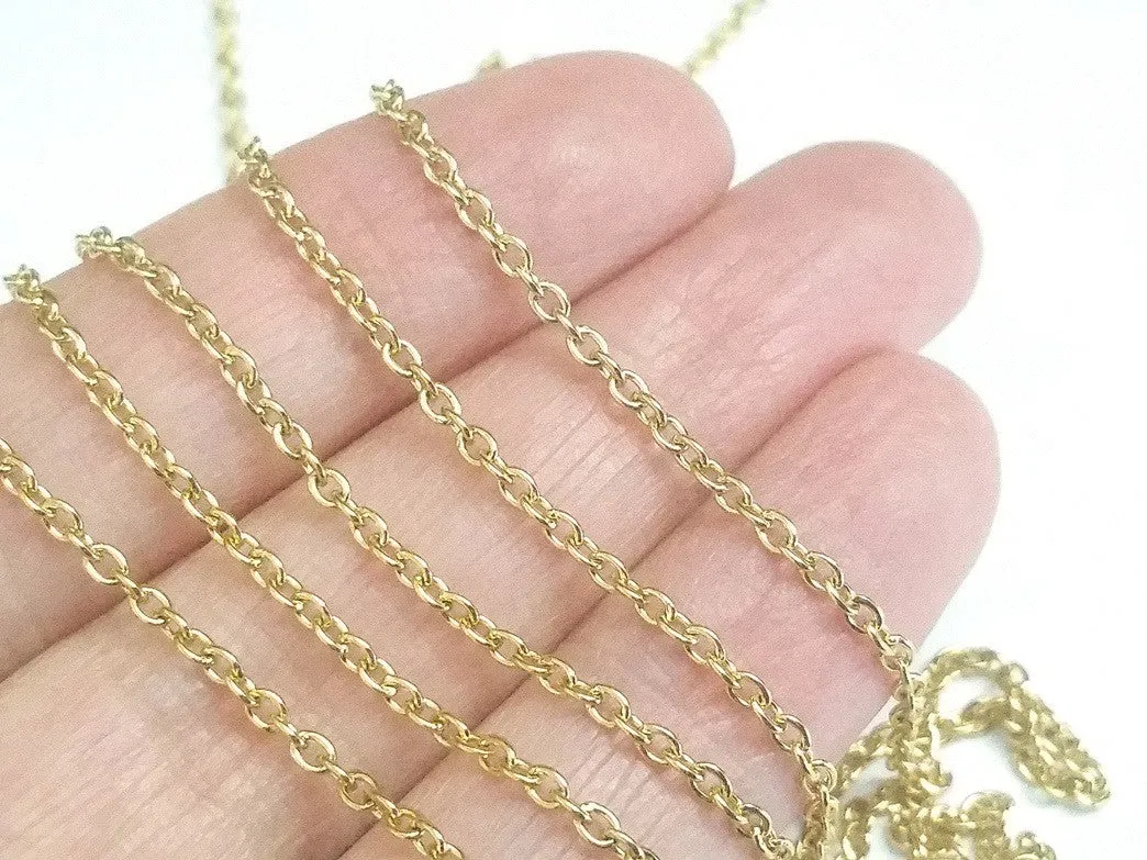 Premium Gold Stainless Chain, 2mm Thick, Spool of 50 Meters