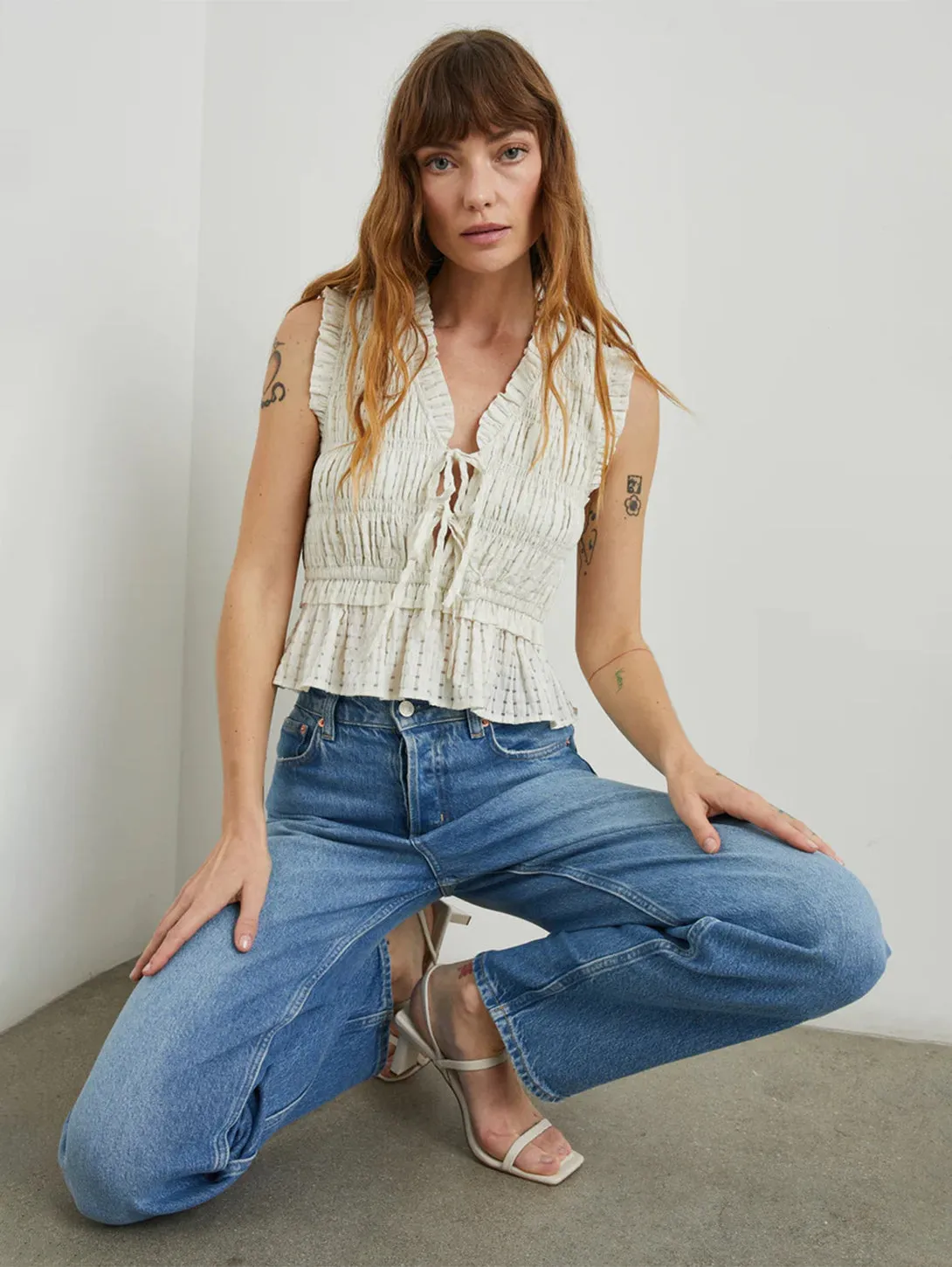 Chic Seersucker Ivory Martine Top