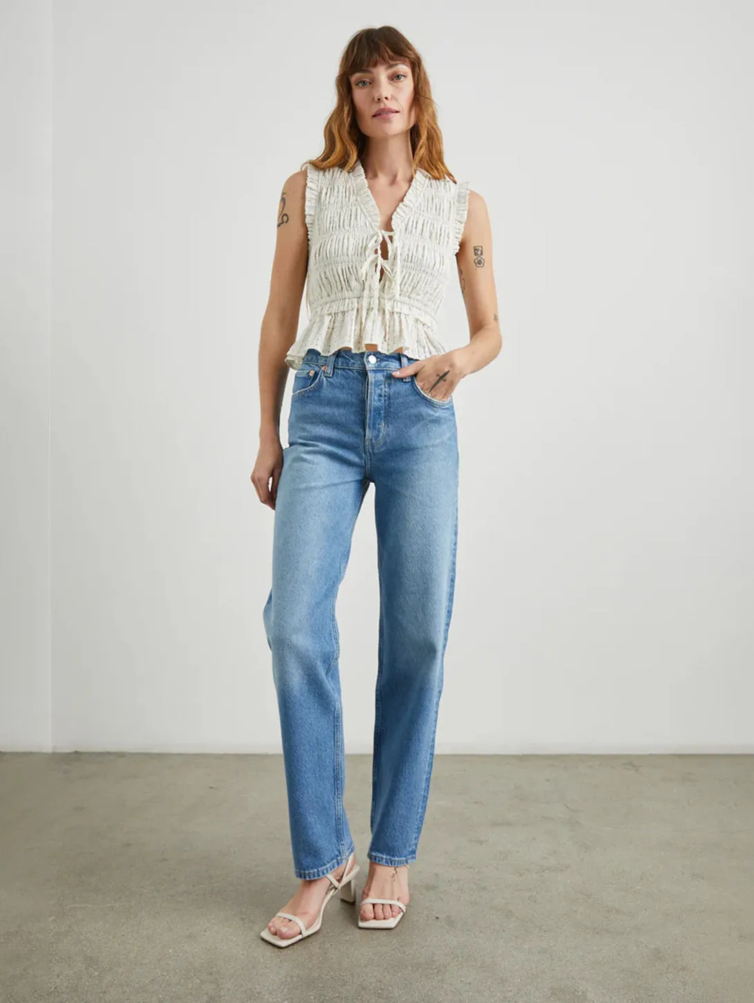 Chic Seersucker Ivory Martine Top