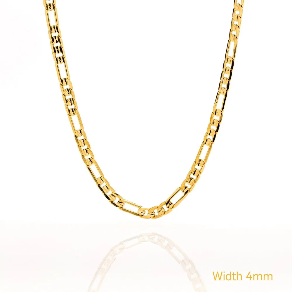 Diamond Cut 4mm Figaro Necklace Chain