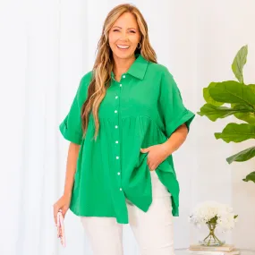 Stylish Kelly Green Repeat Top