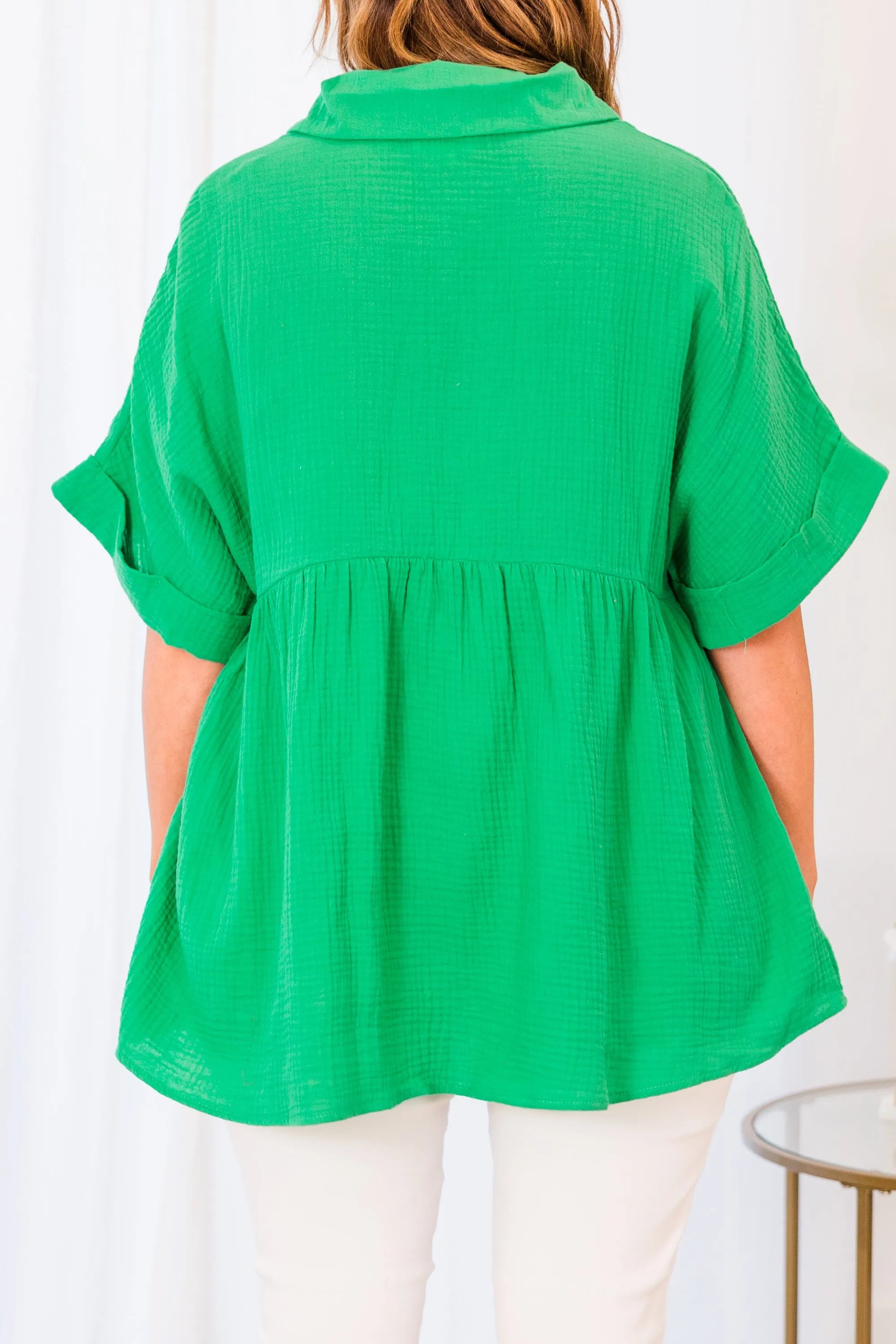 Stylish Kelly Green Repeat Top