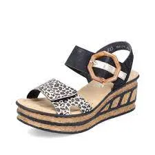 Rieker Leopard Print Wedge Sandal 68176