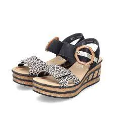 Rieker Leopard Print Wedge Sandal 68176