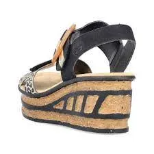 Rieker Leopard Print Wedge Sandal 68176