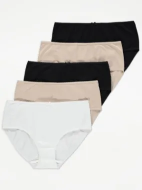 Light Grey Marl Midi Briefs 5 Pack | Lingerie | George at ASDA
