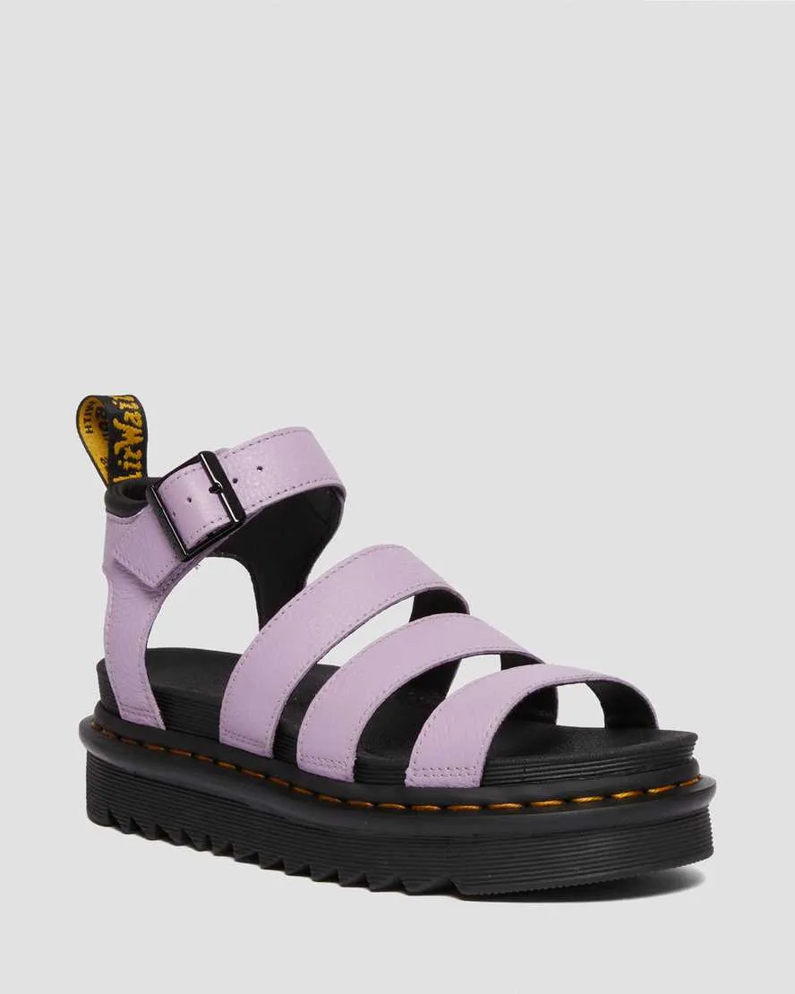 Lilac Pisa Leather Strap Sandals