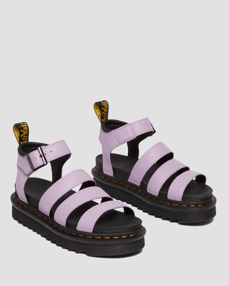 Lilac Pisa Leather Strap Sandals