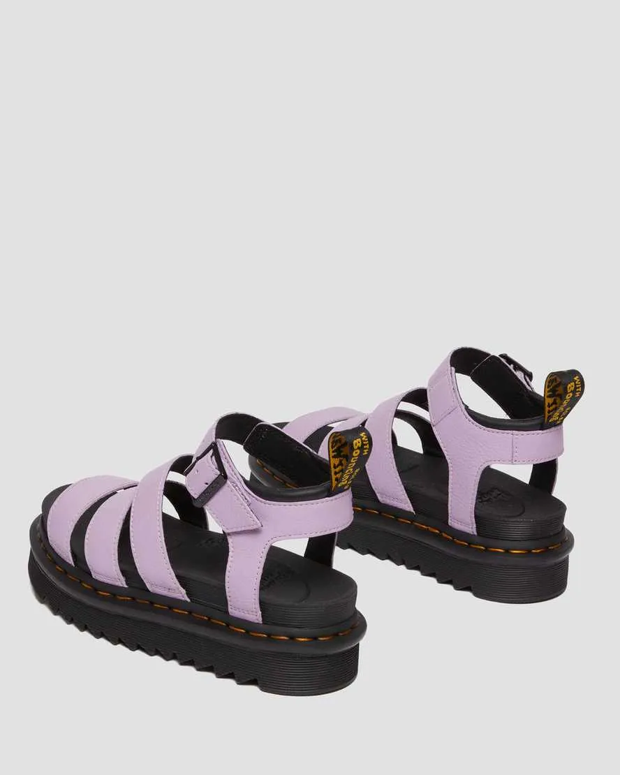 Lilac Pisa Leather Strap Sandals