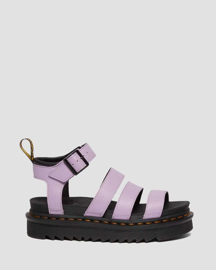 Lilac Pisa Leather Strap Sandals