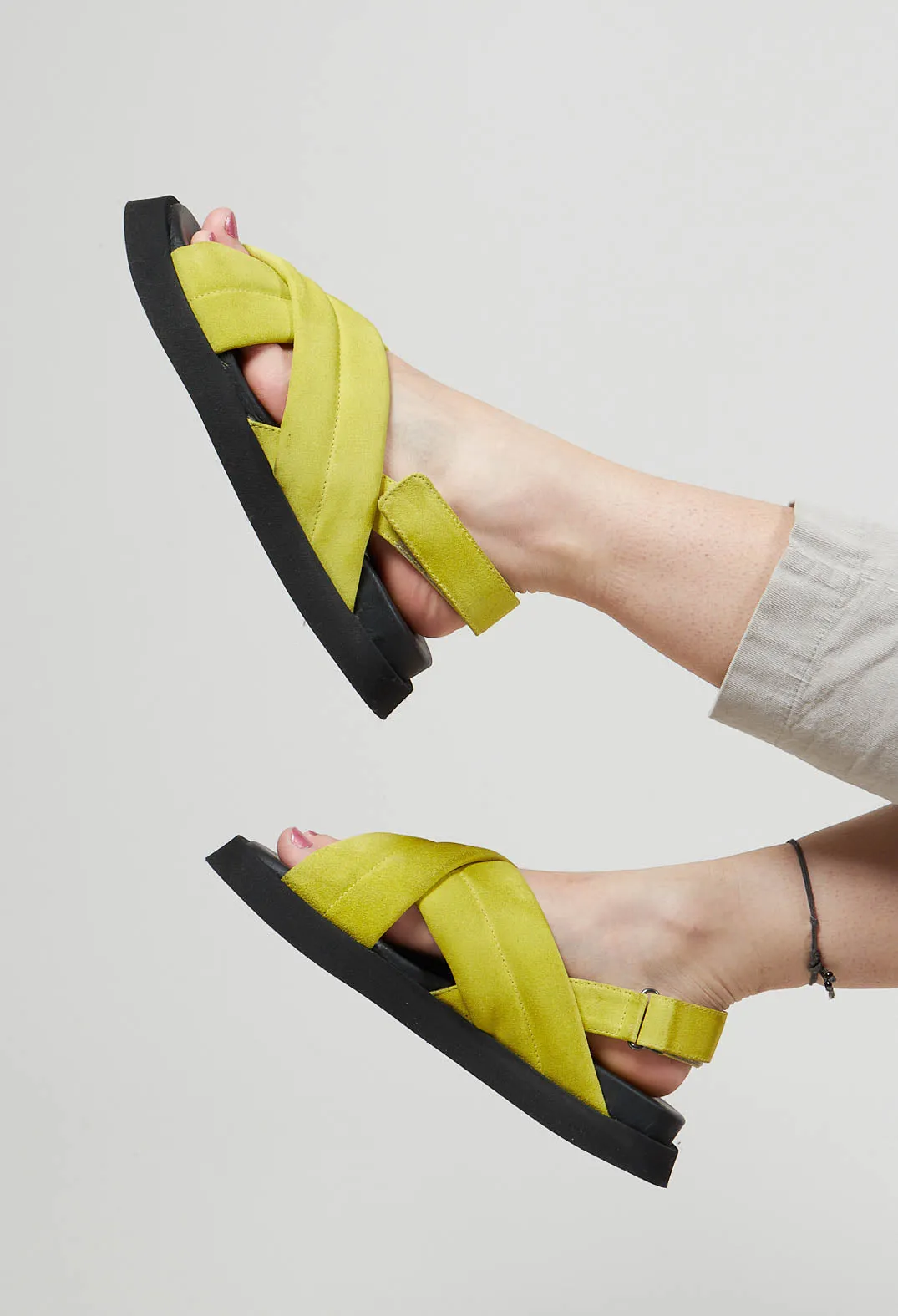 London Yellow Crossover Strap Sandals