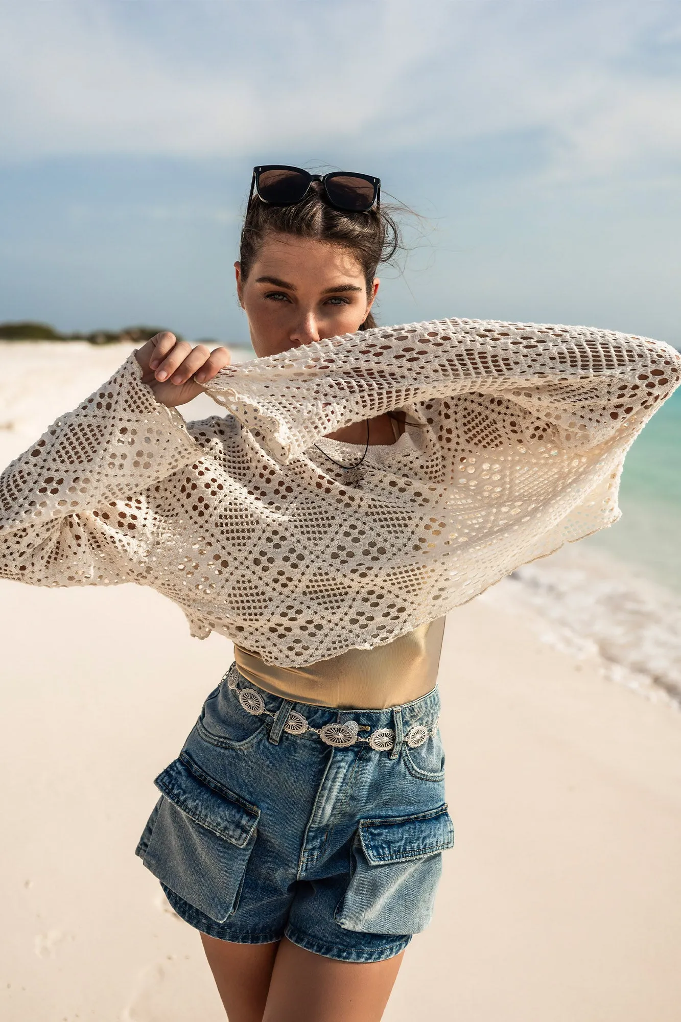 Long Sleeve Crochet Crop Top