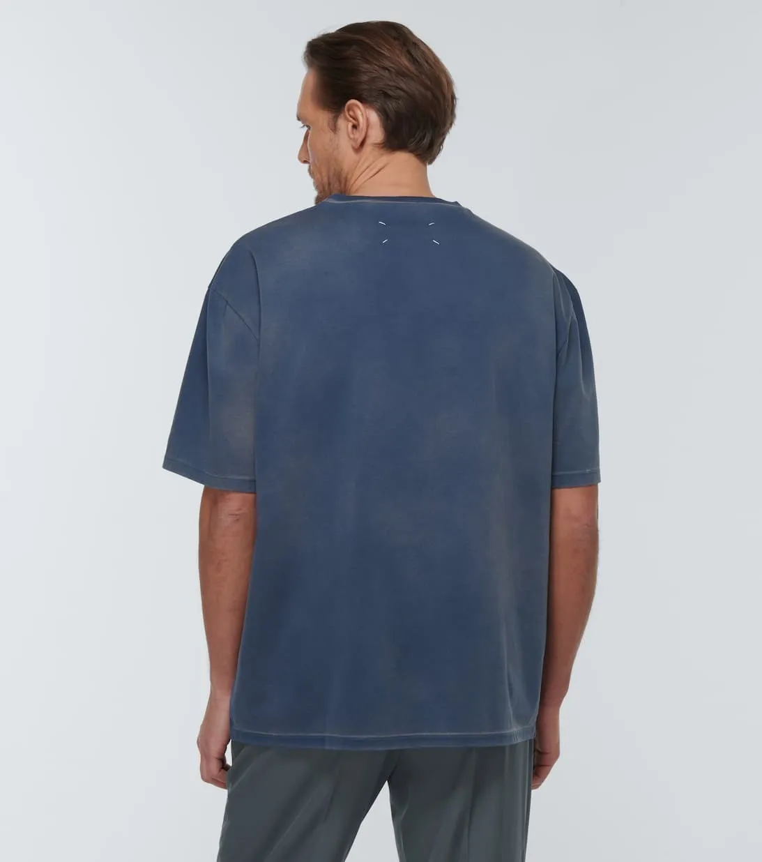 Crew Neck Unisex U-Neck Shirt with Blended Fabrics