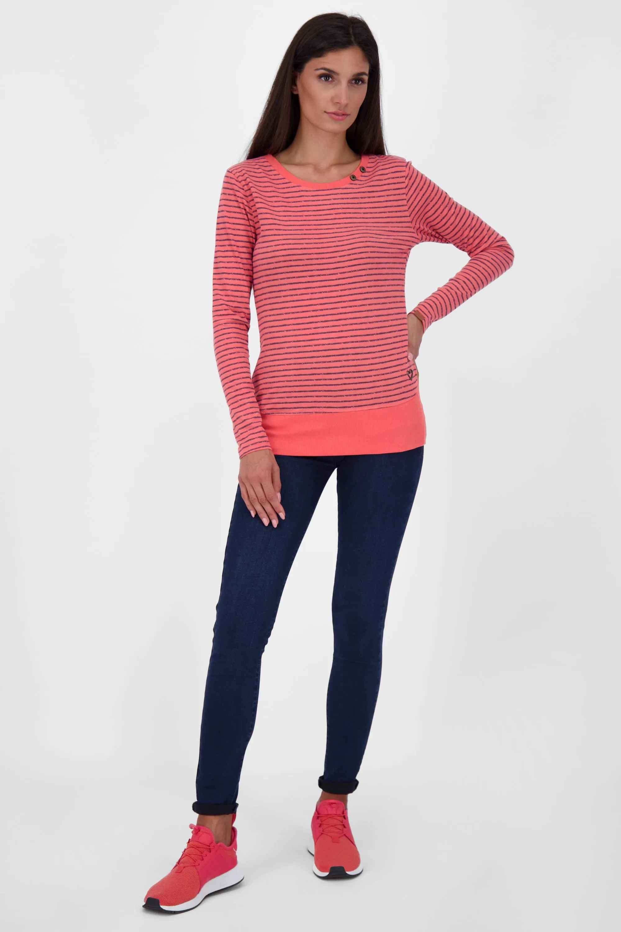 Maritimes Damen Langarmshirt mit Streifen ConnyAK Z Rot