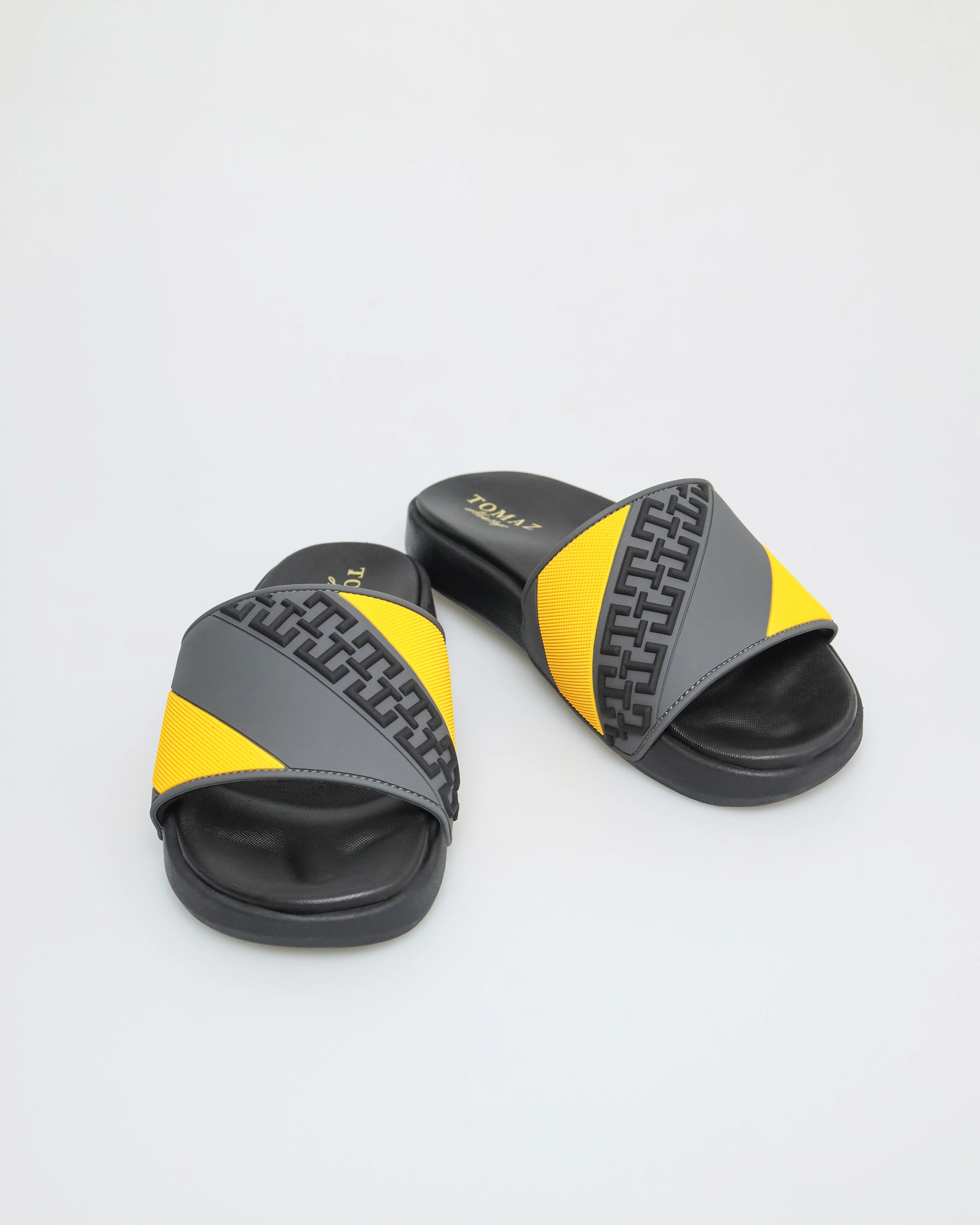 Men's Dark Grey/Yellow Sandals by Tomaz