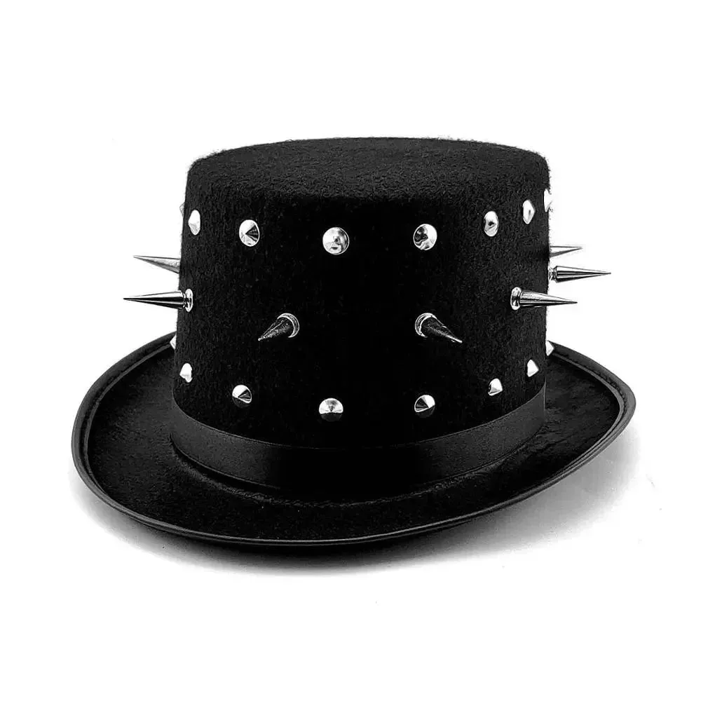 Genuine Leather Studded Punk Rocker Top Hat