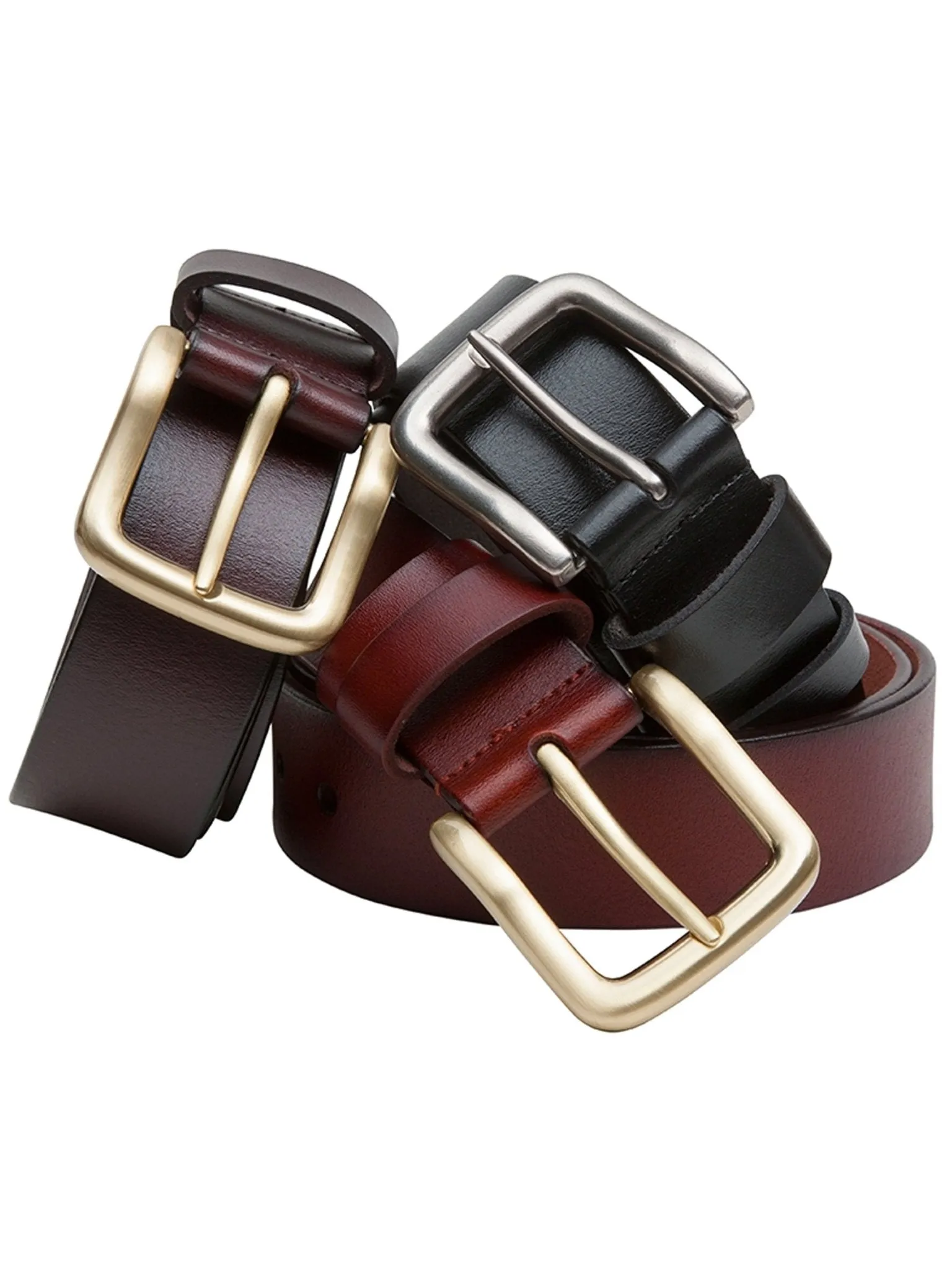 Mens Leather Belt with Metal Buckle