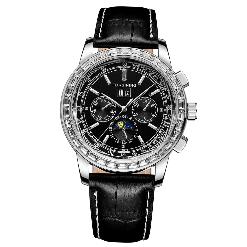 Genuine Leather Luxury Self-Wind Mechanical Wristwatch