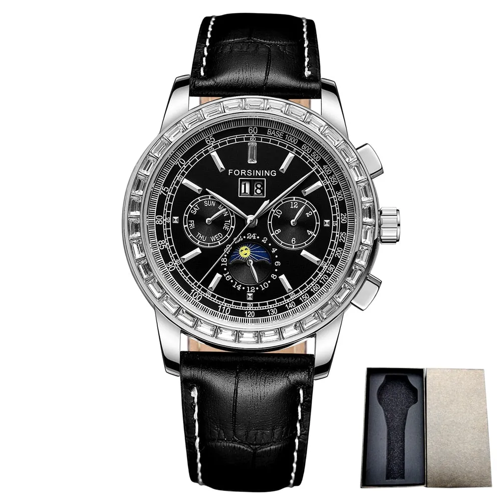 Genuine Leather Luxury Self-Wind Mechanical Wristwatch