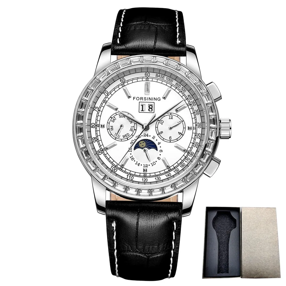 Genuine Leather Luxury Self-Wind Mechanical Wristwatch