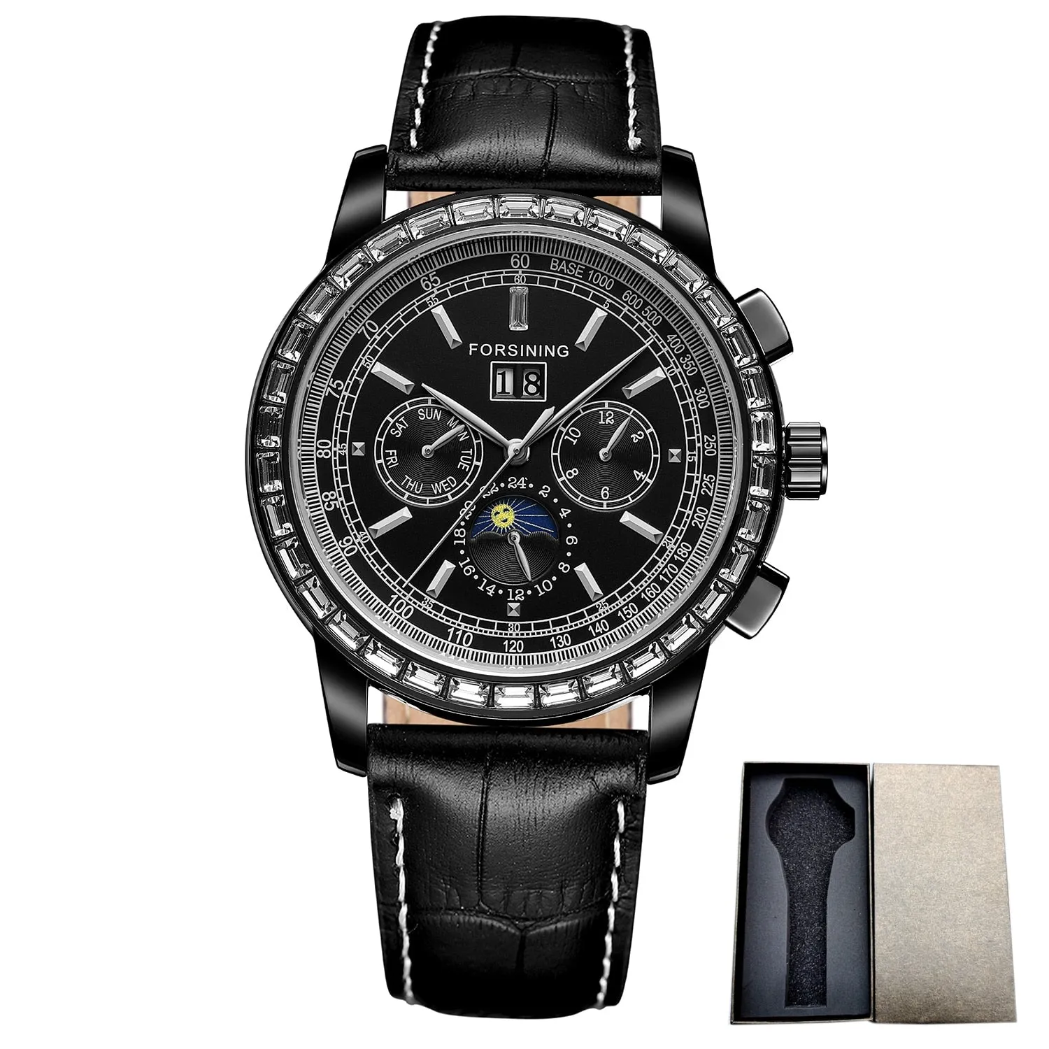 Genuine Leather Luxury Self-Wind Mechanical Wristwatch