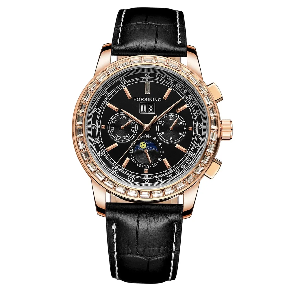 Genuine Leather Luxury Self-Wind Mechanical Wristwatch