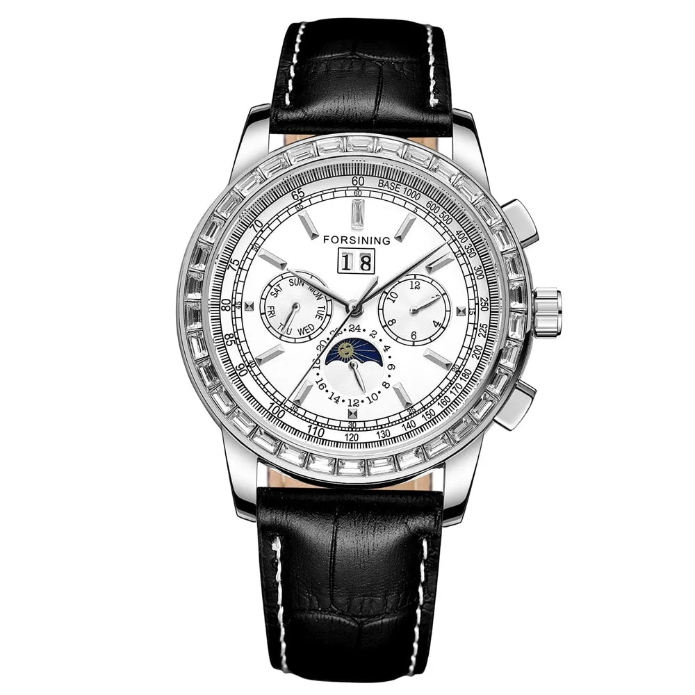 Genuine Leather Luxury Self-Wind Mechanical Wristwatch